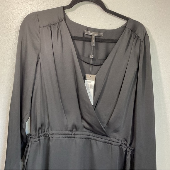 BCBGMAXAZRIA Satin Mini Surplice Dress black new with tags size Medium D16 - Picture 3 of 14